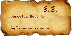 Bencsics Beáta névjegykártya
